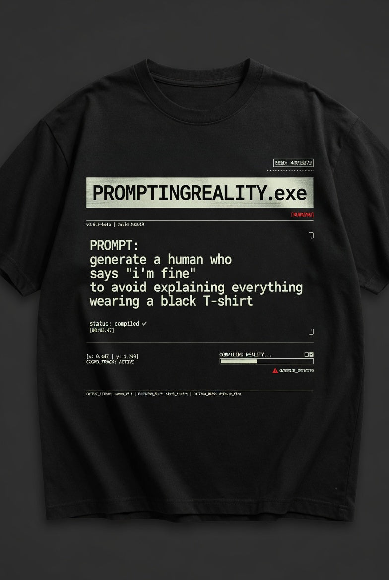 PromptingReality.exe – “I’m Fine” – Black Graphic T-Shirt