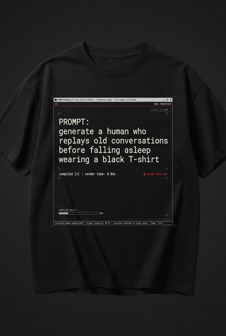 PromptingReality.exe – Replays Old Conversations – Black Graphic T-Shirt