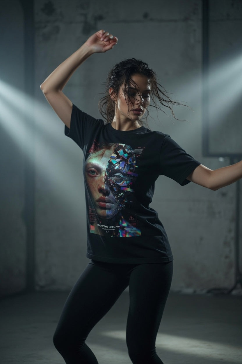 PROMPTING REALITY — Reality Status: Uncertain Oversized Graphic Tee