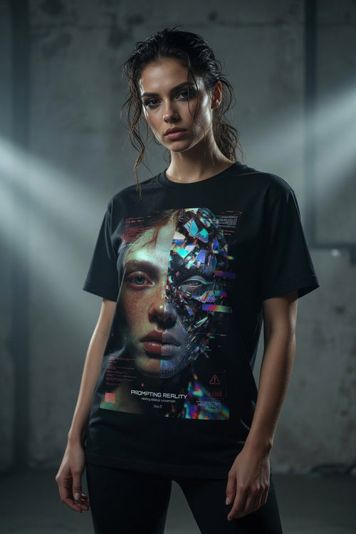 PROMPTING REALITY — Reality Status: Uncertain Oversized Graphic Tee